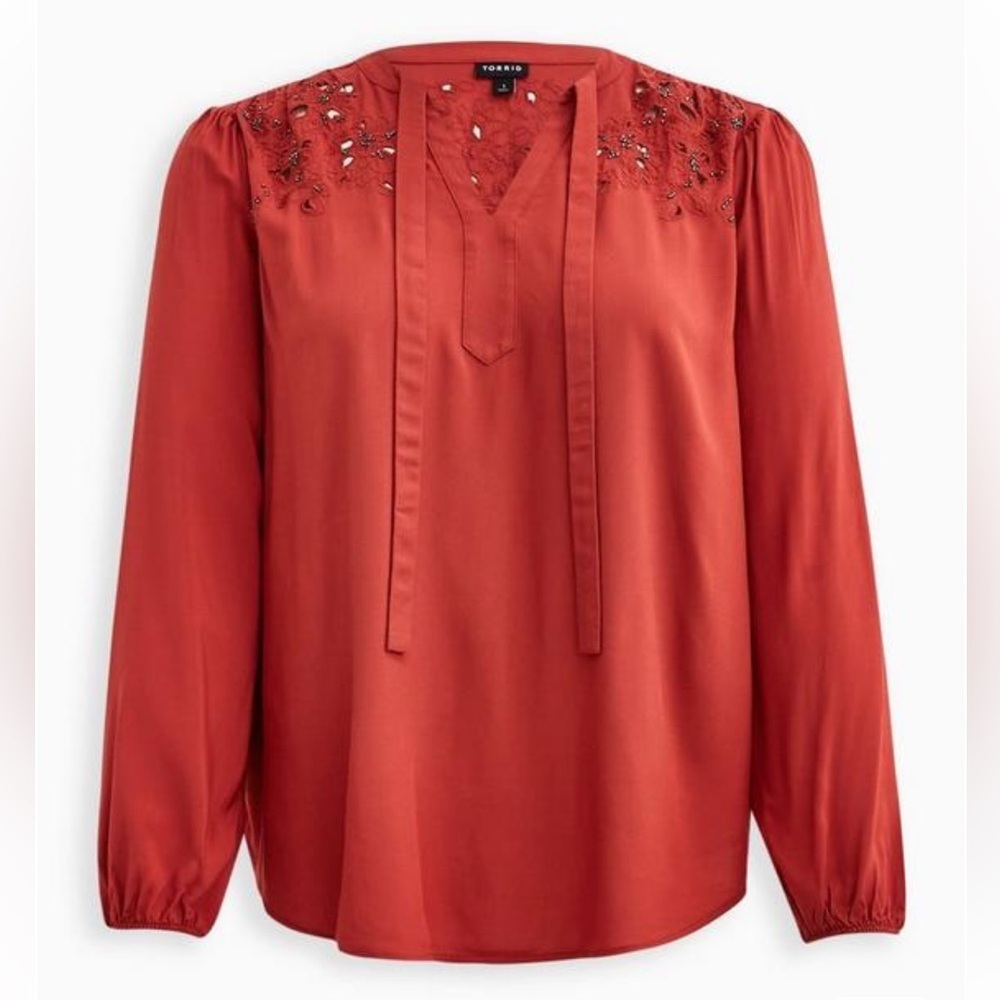 New! Torrid sz 3 Rust Challis Beaded Top‎ 3X